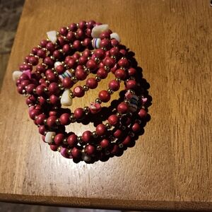 Sophisticated Red and Gold Multi-Strand Bracelet